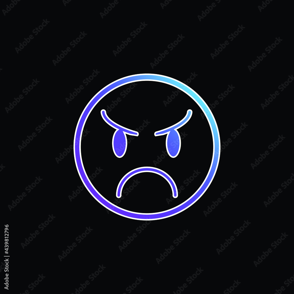 Angry Emoticon Face blue gradient vector icon Angry Emoticon Face blue gradient vector icon