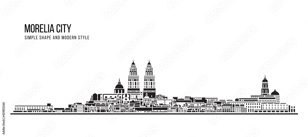 Cityscape Building Abstract Simple shape and modern style art Vector design - Morelia city