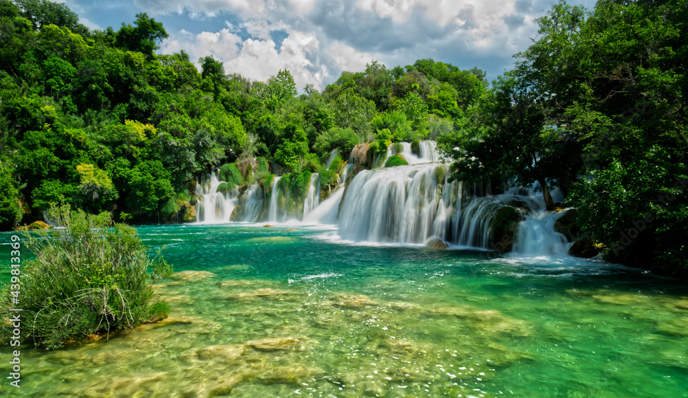 Waterfall “Skradinski Buk” in Krka National Park in Croatia, Europe, HDR