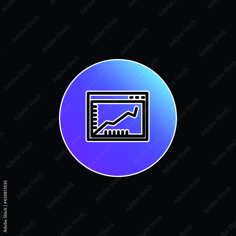 Ascendant Line Graphic On A Browser Window Inside A Circle blue gradient vector icon Ascendant Line Graphic On A Browser Window Inside A Circle blue gradient vector icon