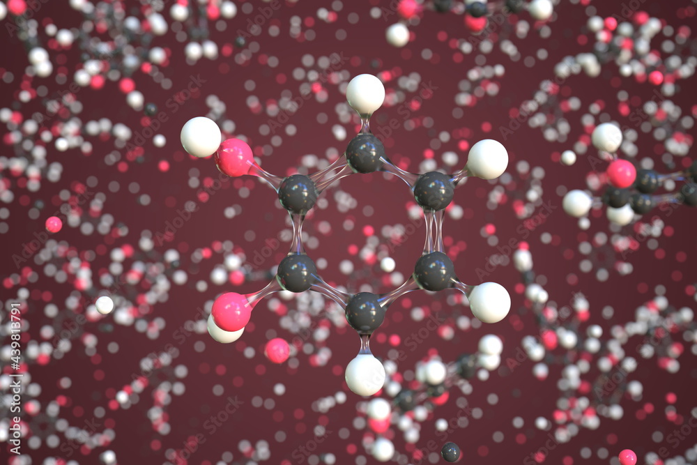 Catechol molecule made with balls, scientific molecular model. Chemical 3d rendering Catechol molecule made with balls, scientific molecular model. Chemical 3d rendering