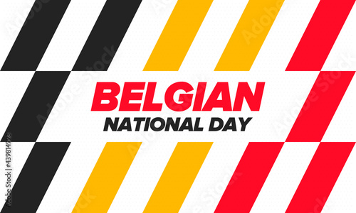 Belgian National Day. Belgium Independence day. Annual holiday in Belgium, celebrated in Jule 21. Patriotic design. Poster, greeting card, banner and background. Vector illustration © scoutori