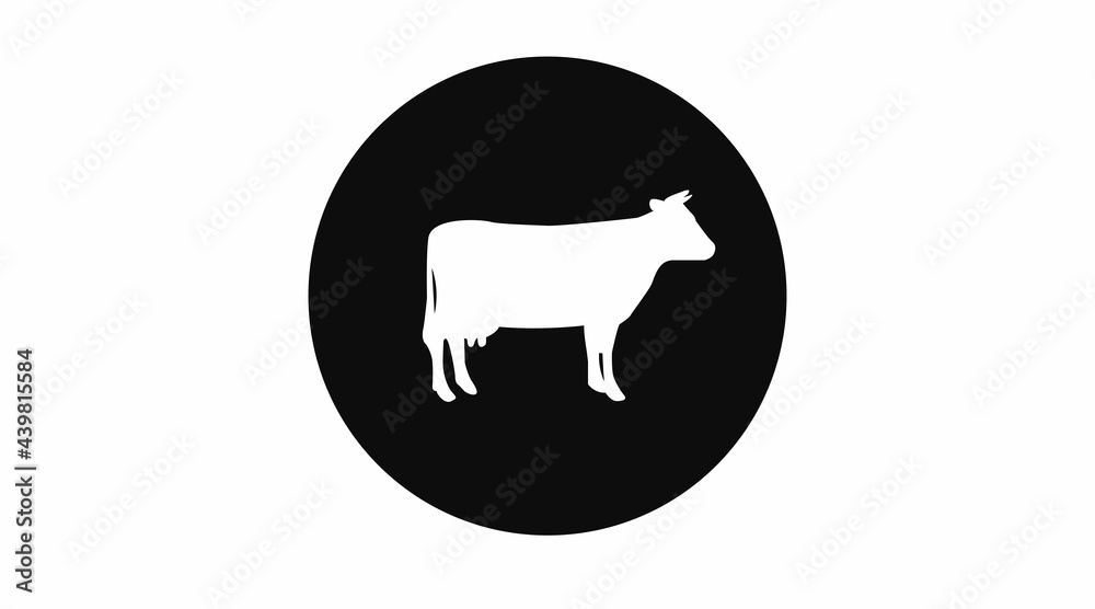 Cow Icon. Vector isolated black and white illustration of a cow in a circle Cow Icon. Vector isolated black and white illustration of a cow in a circle