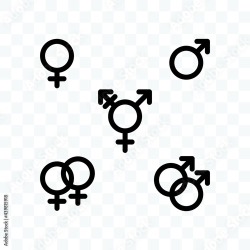 Gender symbol icon LGBT or sexual orientation concept vector illustration on transparent background.