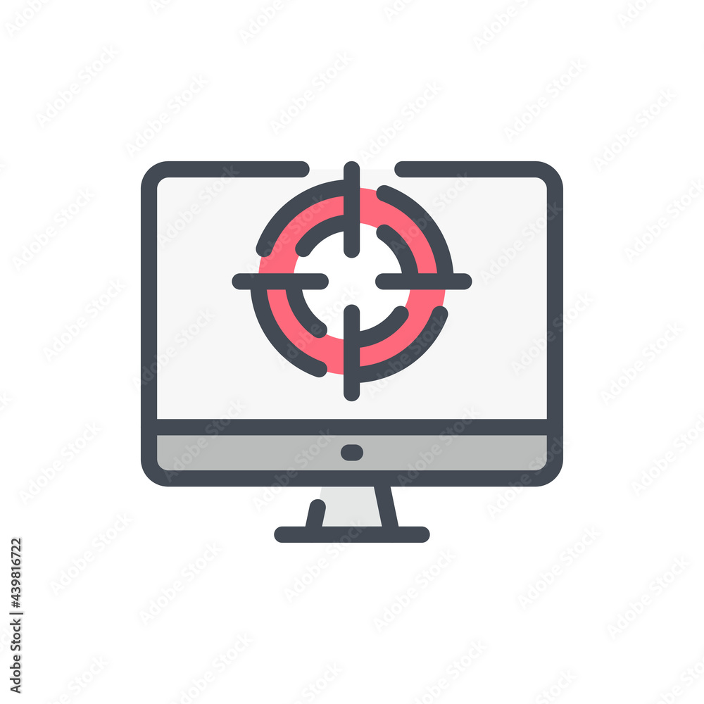 Online target audience analytics color line icon. Personal computer with  target on monitor vector outline colorful sign. Stock-Vektorgrafik | Adobe  Stock