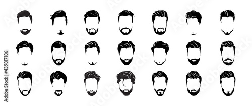 Foto Men's Beard and Hair style Icon set for barber and hair cut logo and men fashion style - Vector