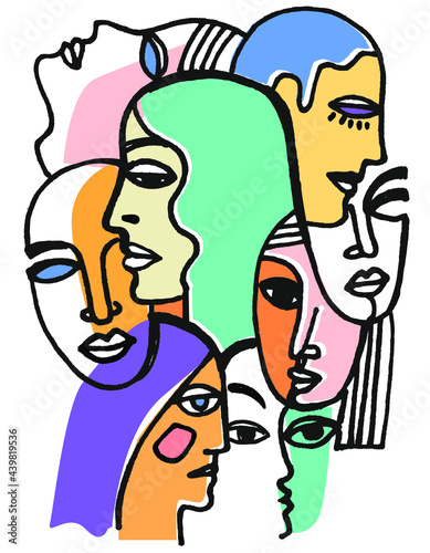 pop art style print with contour faces