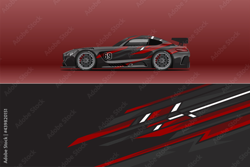 Naklejka premium Abstract Race car wrap sticker design and sports background for daily use racing livery or car vinyl stickers