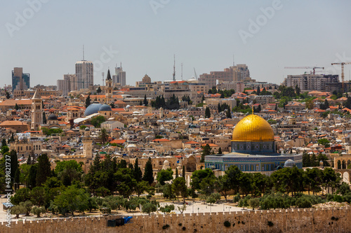 View of the Temple Mount with Dome of the Rock in Jerusalem