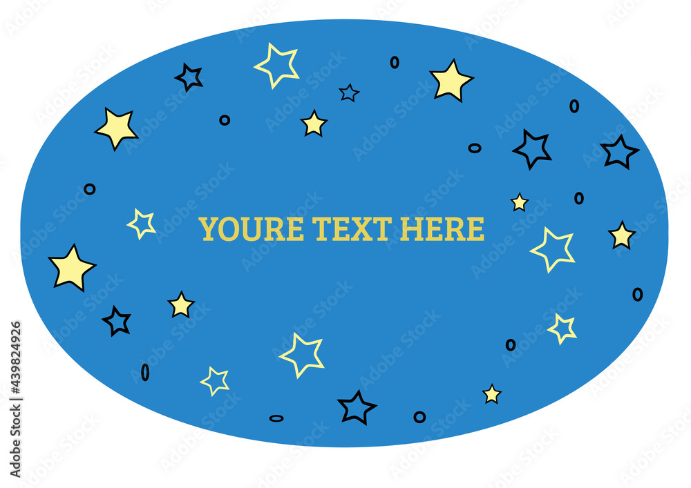 The stars are yellow against the blue midnight sky in the form of an ellipse. The stars are yellow against the blue midnight sky in the form of an ellipse.