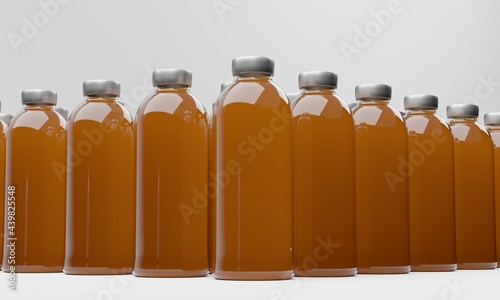 Juice glass bottles 3d rendering