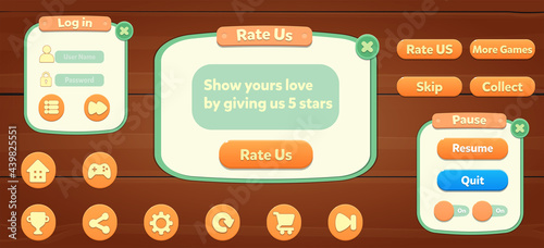 Casual Game UI menu pop up and game elements