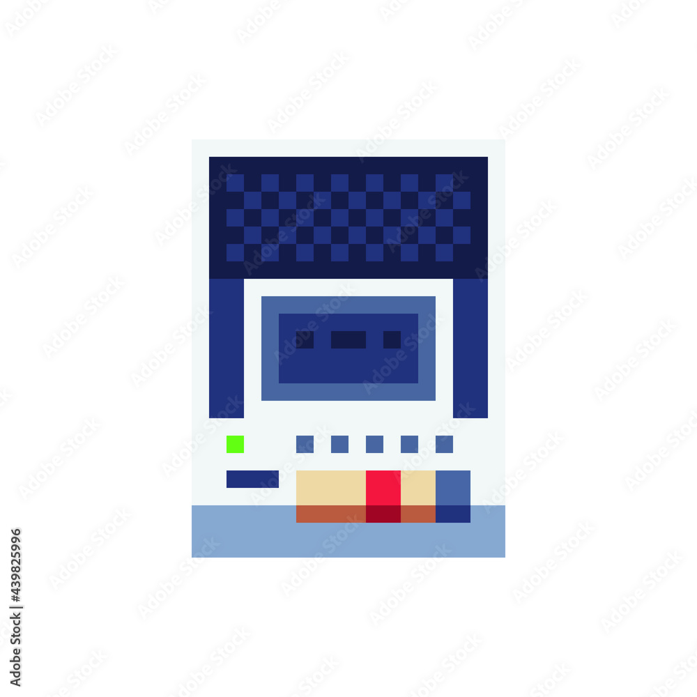 16-bit retro audio devices, pixel art icon, design for logo game