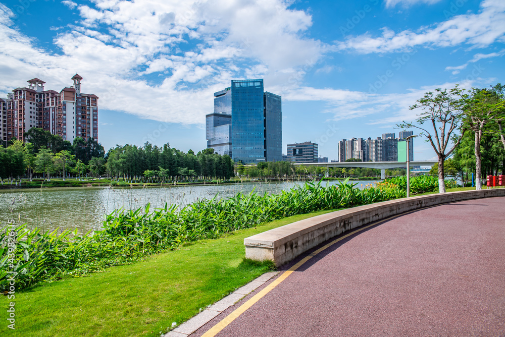 Fototapeta premium Jiaomen Park, Nansha Free Trade Zone, Guangzhou, China