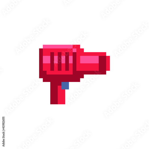 Space weapon pixel art icons laser gun blaster isolated vector illustration. Design for sticker, mobile app and logo. Game assets 8-bit sprite.