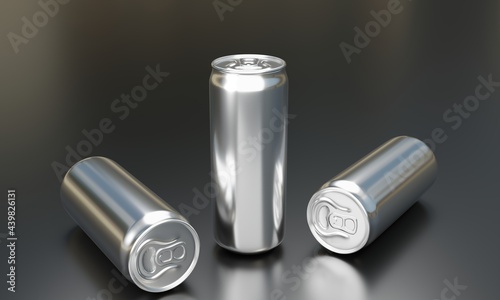 Metallic drinks can isolated in dark background