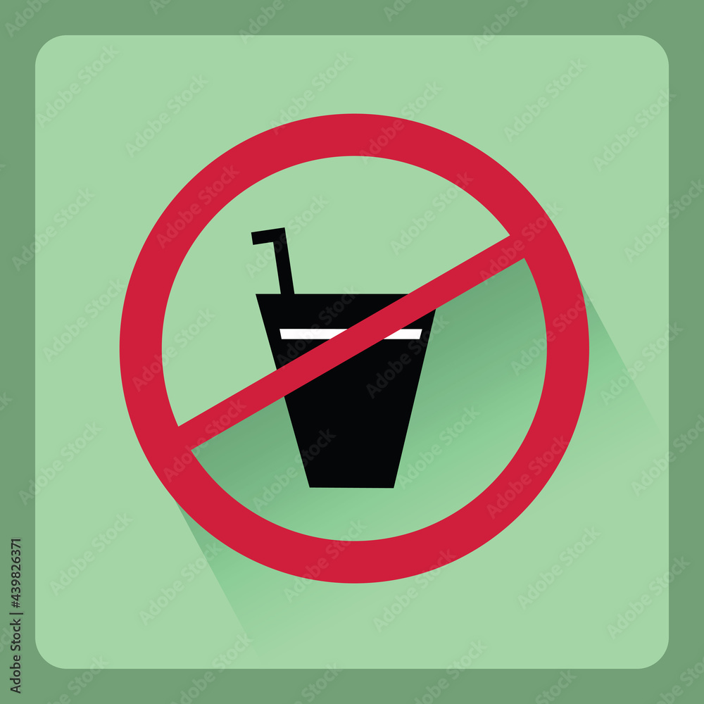 Modern no drinking flat icon with shadow effect,vector design Modern no drinking flat icon with shadow effect,vector design
