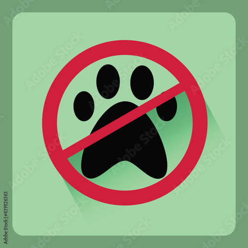 Modern no pet flat icon with shadow effect,vector design