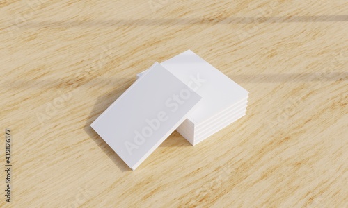 Blank white books on wooden table 3d rendering