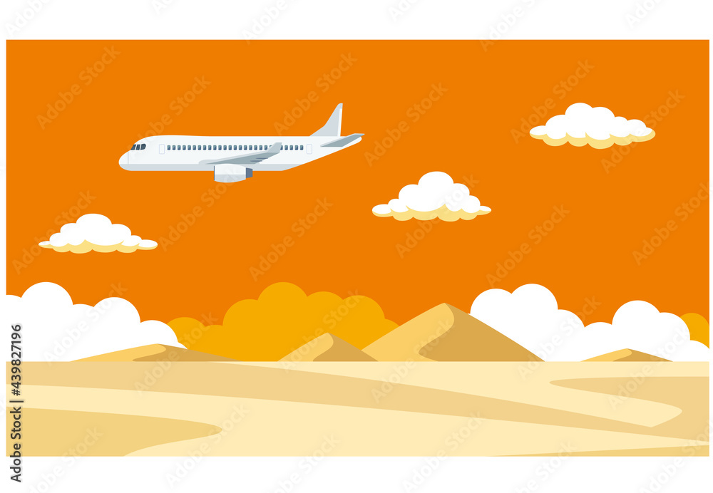 飛行機と砂漠のイラスト素材 飛行機と砂漠のイラスト素材