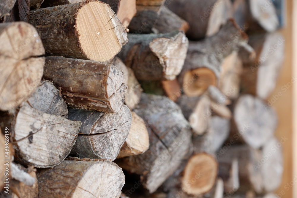 Seitenansicht Stapel Brennholz Seitenansicht Stapel Brennholz