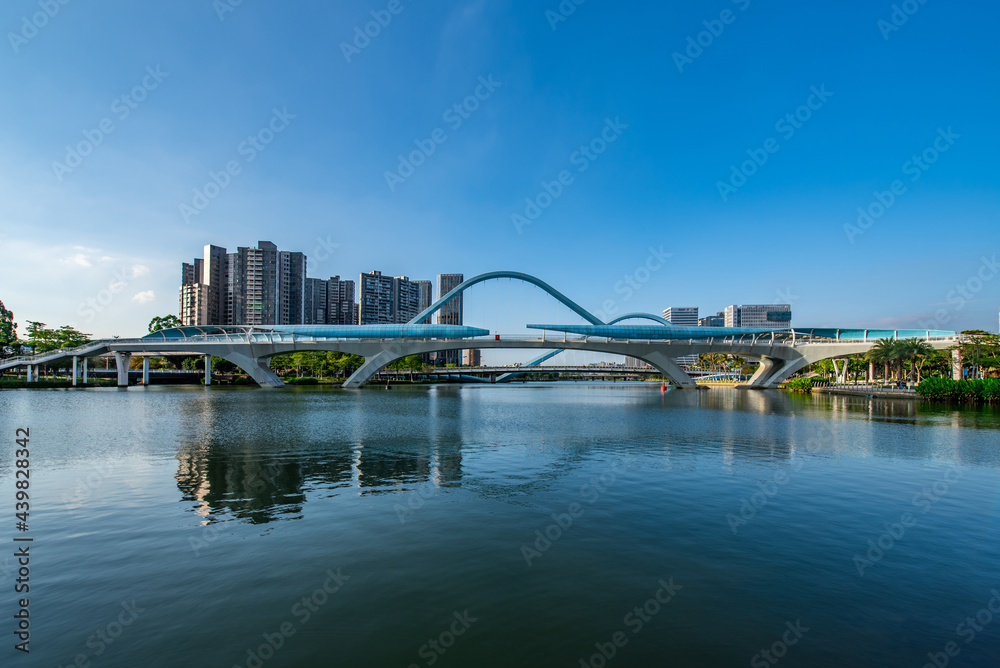 Scenery of Jiaomen Bridge in Nansha, Guangzhou, China