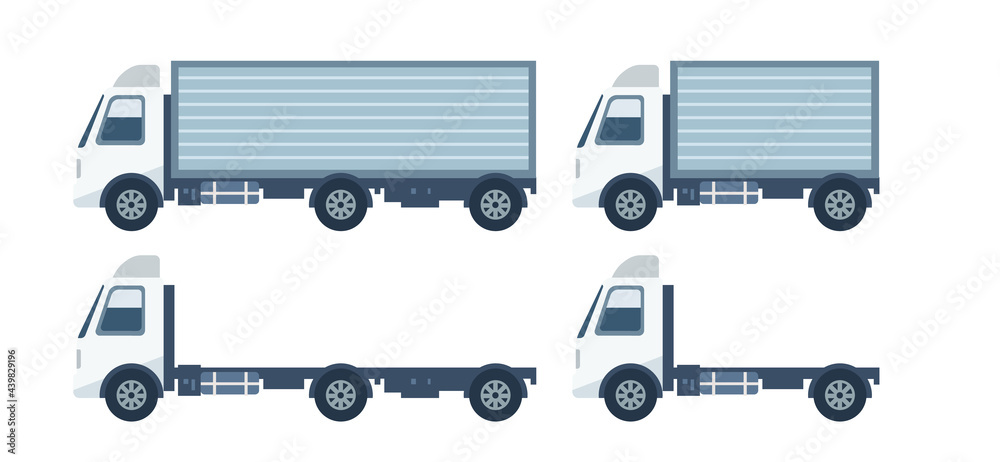 トラックと車体と荷台のイラスト素材