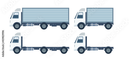 トラックと車体と荷台のイラスト素材