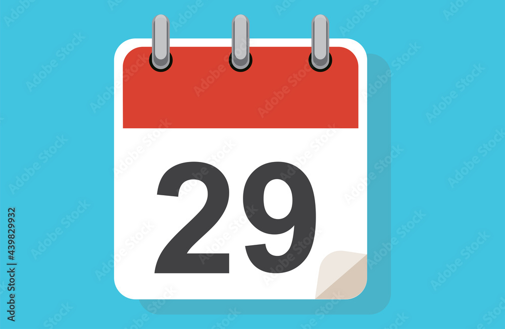 Day twenty-nine. Simple calendar with date 29. Flat calendar icon vector illustration. calendar icon flat day 29. Vector illustration. Calendar lined icon Day twenty-nine. Simple calendar with date 29. Flat calendar icon vector illustration. calendar icon flat day 29. Vector illustration. Calendar lined icon