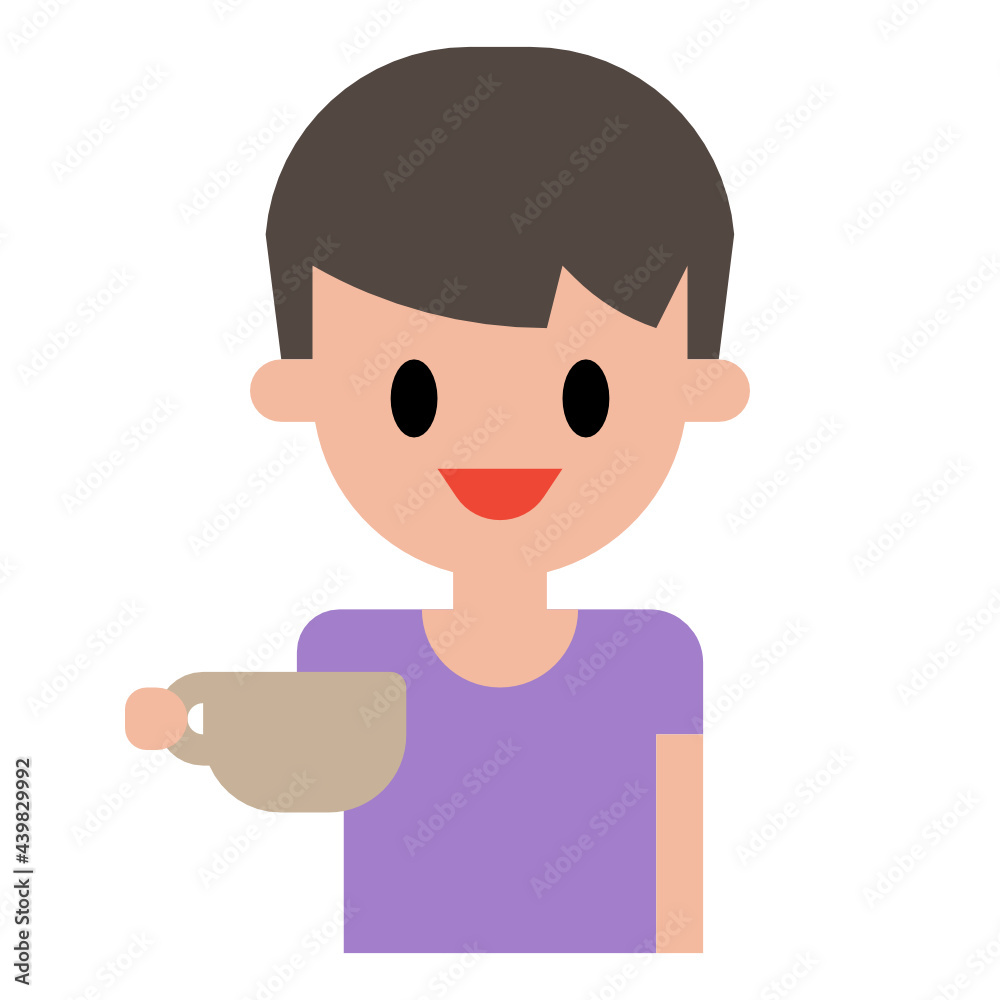 Boy is holding coffee
