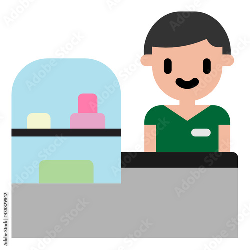 A cashier at caf�