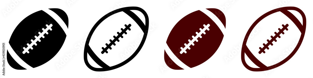 Set of American football balls icons. American football ball, rugby. Sport symbol. Vector illustration. Set of American football balls icons. American football ball, rugby. Sport symbol. Vector illustration.