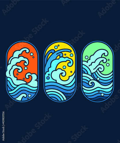PACK OF WAVES IN SUMMER FLAT DESIGN 