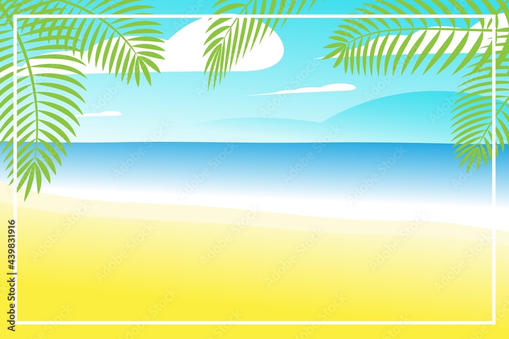 Summer banner or backgrounds with space for text. Greeting card, poster and advertising, wallpaper. Summer landscape, vacation, weekend, holiday concept. Happy shiny Day. 