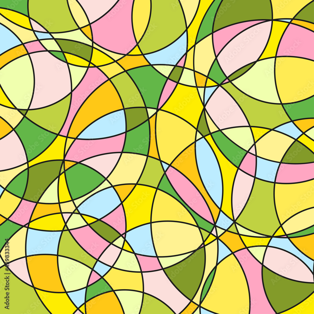 Fototapeta premium Stained-glass window. Pattern with lines and waves. Universal texture. Dinamic geometric background. Colored wallpaper. Print for polygraphy, t-shirts and textiles. Decorative style. Line art creation