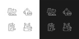 Everyday schedule and routine linear icons set for dark and light mode. Evening reading. Lunch meal. Customizable thin line symbols. Isolated vector outline illustrations. Editable stroke
