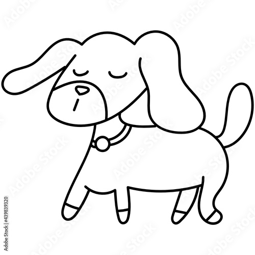 kid drawn dog line icon