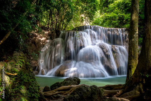Fototapeta Naklejka Na Ścianę i Meble -  Beautiful waterfall in, deep forest , Kanchanaburi province, Thailand