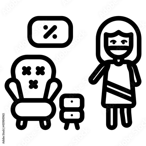 An interior salegirl with face mask