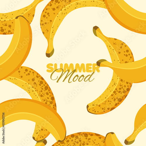 Ripe and overripe banana seamless pattern. Summer banner concept. Vector illustration. 