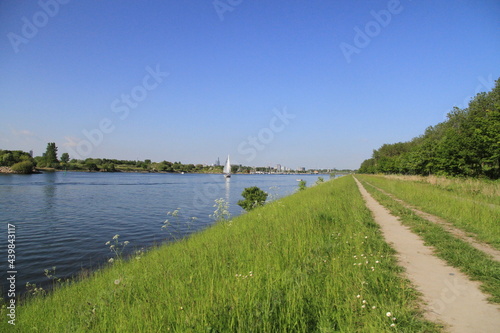Fototapeta Naklejka Na Ścianę i Meble -  landscape with river and blue sky