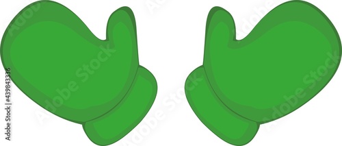 Vector illustration of green snow gloves