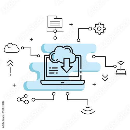 Public File Transfer Server vector Glyph Icon Design, Cloud computing and Internet hosting services Symbol on White background, Download Data from Remote Storage Concept,