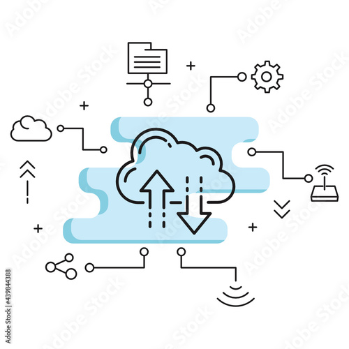 Cloud Data Transfer Concept, Storage Transfer Service Vector Glyph Icon Design, Burst computing and Web services Symbol on White background