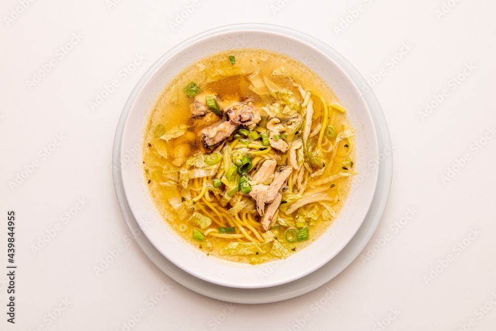 Peruvian recipe of chicken broth with vegetables