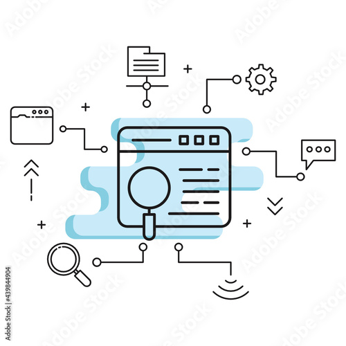 Search Enginge Vector Glyph Icon Design, Keyword Find Sign, Seo and Digital Marketing Symbol on White background, Browser Finder Concept,  Data Explorer with Magnifier Design,