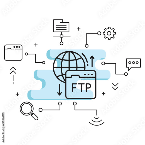 Secure File Transfer protocol Vector Glyph Icon Design, Cloud computing and Web hosting services Symbol on White background, File Sharing over the Internet sign,Public and Private FTP Concept,