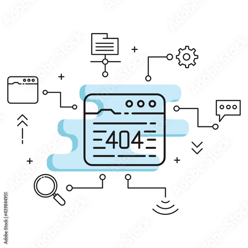 404 Error in Browser Window Vector Glyph Icon Design, Cloud computing and Internet hosting services Symbol on White background, Web Page not found Concept, Website outage © shmai