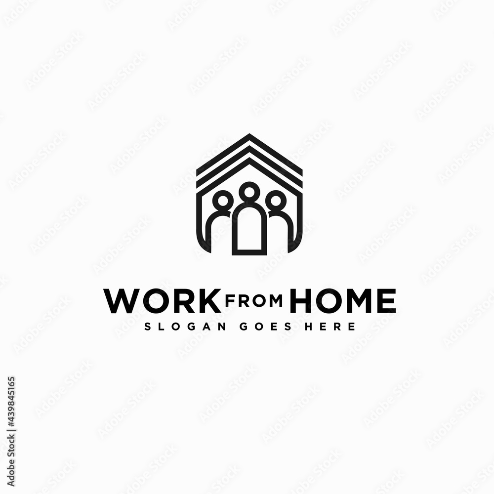 Work from home logo, worker icon logo