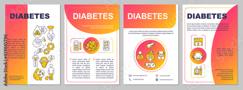 Diabetes brochure template. Medical treatment for ill people. Flyer, booklet, leaflet print, cover design with linear icons. Vector layouts for presentation, annual reports, advertisement pages
